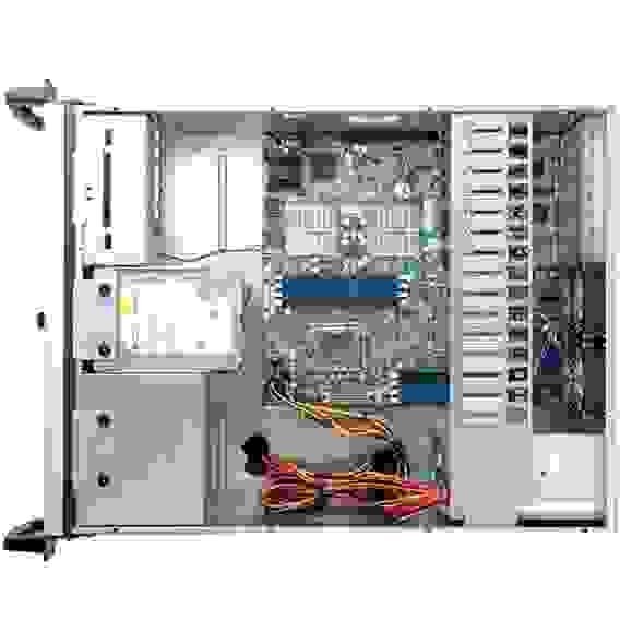Корпус Chenbro 4U RM41300G For Tesla GPU (можно установить 4шт Tesla/Quadro), MB 12"x13", 3x5.25"+2x3.5" Internal 3.5"+Slim ODD, 120mm FAN, wo PSU (RM41300-FS81) Идеальное решение для Рабочей станции