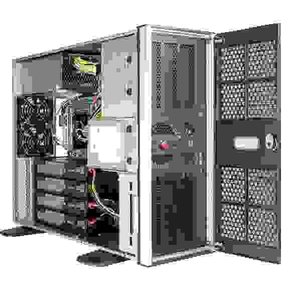 Корпус Chenbro 4U RM41300G For Tesla GPU (можно установить 4шт Tesla/Quadro), MB 12"x13", 3x5.25"+2x3.5" Internal 3.5"+Slim ODD, 120mm FAN, wo PSU (RM41300-FS81) Идеальное решение для Рабочей станции