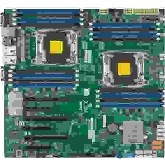 Материнская плата SuperMicro MBD-X10DRI-O, RTL {10} E-ATX LGA 2011 16x 288-pin DDR4 DIMM slots Up to 2TB† ECC 3DS LRDIMM, 1TB ECC RDIMM 10x SATA3 ports 5x USB 3.0 ports 6x USB 2.0 ports 3 PCI-E 3.0 x16 3 PCI-E 3.0 x8