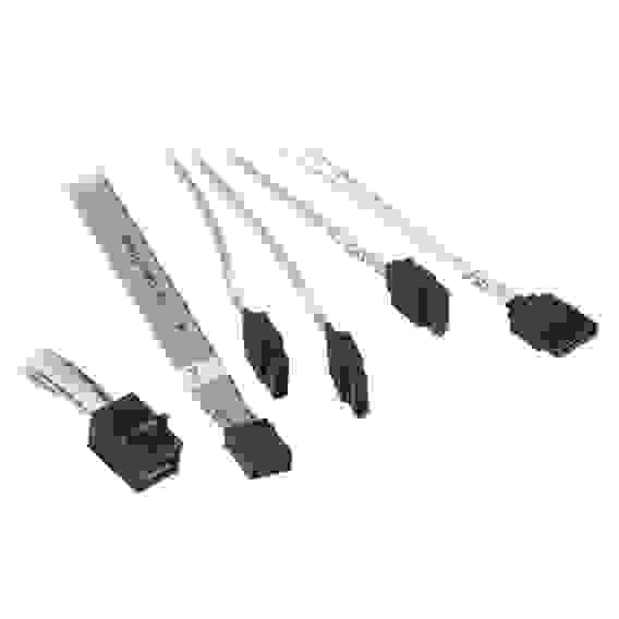 Кабель SuperMicro CBL-SAST-0631 Internal Reverse Breakout Cross-Over MINI SAS HD - 4 SATA, 55 см, 30AWG, 12Gb/s