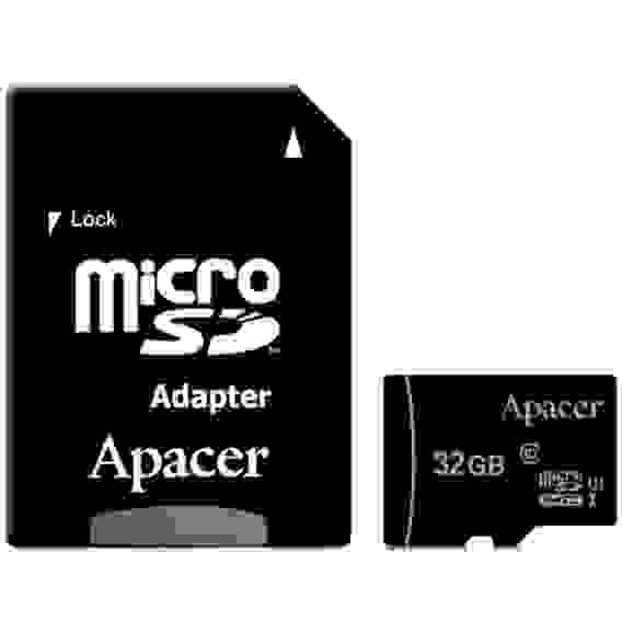 Карта памяти Apacer microSDHC 32GB Apacer Memory Card AP32GMCSH10U1-R UHS-I U1 Class 10, Adapter, (898876) Retail