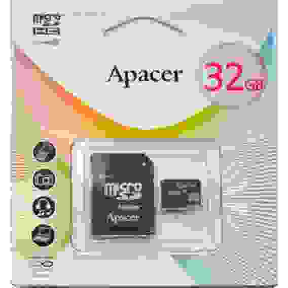 Карта памяти Apacer microSDHC 32GB Apacer Memory Card AP32GMCSH10U1-R UHS-I U1 Class 10, Adapter, (898876) Retail