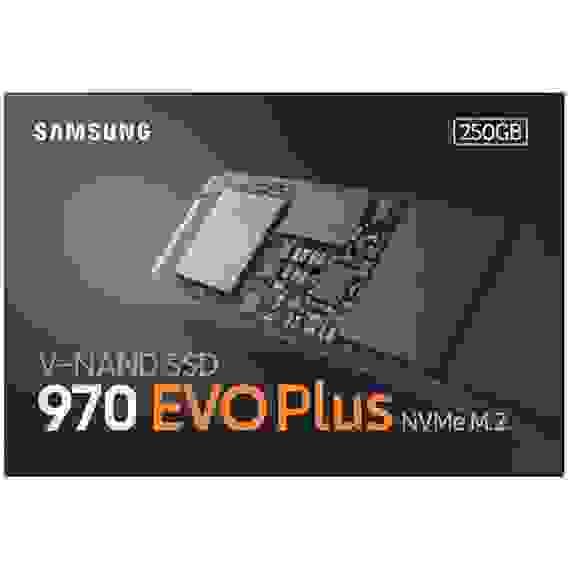 Твердотельный накопитель SSD Samsung 970 EVO Plus M.2 2280 MZ-V7S250BW 250GB Client SSD PCIe Gen3x4 with NVMe, 3500/2300, IOPS 250/550K, MTBF 1.5M, 3D NAND TLC, 512MB, 150TBW, NVMe 1.3, RTL {10} (628079)