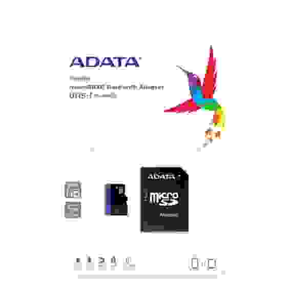 Карта памяти ADATA microSDXC 64GB ADATA Memory Card AUSDX64GUICL10-RA1 UHS-I Class 10, 50/10 MB/s, Adapter, RTL AUSDX64GUICL10-RA1 (796849)