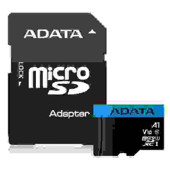 Карта памяти ADATA microSDXC 128GB ADATA Premier Memory Card AUSDX128GUICL10A1-RA1 UHS-I Class 10/V10 A1, 100/25 MB/s, AUSDX128GUICL10A1-RA1 Adapter, -25°C + 85°C, RTL (461940)