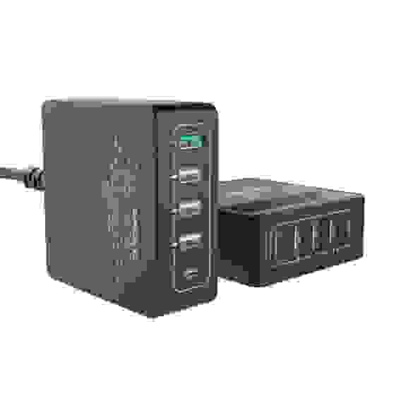 Зарядное устройство ACD CЗУ (ACD-P605U-V1B) 60Вт, Сетевое ЗУ 5xUSB 1PD+1QC+3Smart, 3.6;20В/3А RTL {40}