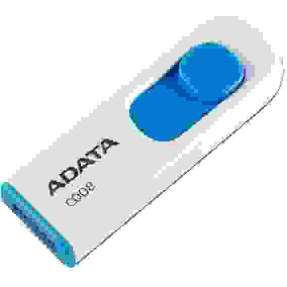 USB накопитель ADATA C008 AC008-32G-RWE USB 2.0, 32GB White/Blue, RTL (609666)
