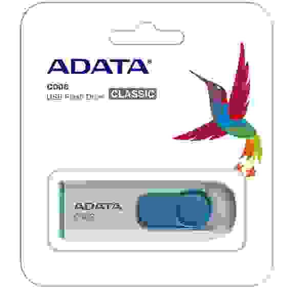 USB накопитель ADATA C008 AC008-32G-RWE USB 2.0, 32GB White/Blue, RTL (609666)