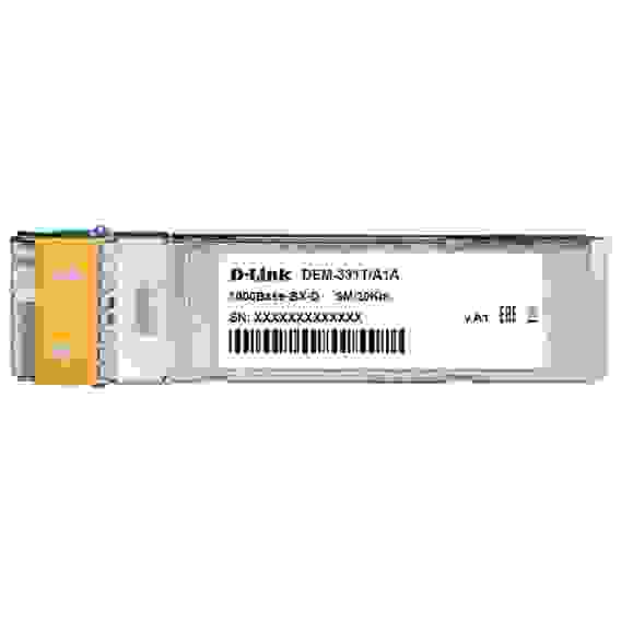 Трансивер D-Link 331T/20KM/A1A WDM SFP-трансивер с 1 портом 1000BASE-BX-D (Tx:1550 нм, Rx:1310 нм) для одномодового оптического кабеля