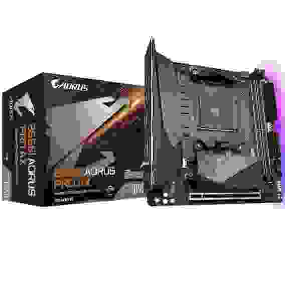Материнская плата Gigabyte B550I AORUS PRO AX, Socket AM4, AMD B550, 2xDDR4-3200, HDMI+HDMI+DP, 1xPCI-Ex16, 4xSATA3(RAID 0,1,10), 2xM.2, 8 Ch Audio, 1x2,5GLan, WiFi, (0+2)xUSB2.0, (5+2)xUSB3.2, (1+0)xUSB 3.2 Type-C™, Mini-ITX, RTL {10} (809508)