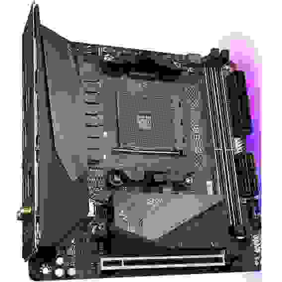 Материнская плата Gigabyte B550I AORUS PRO AX, Socket AM4, AMD B550, 2xDDR4-3200, HDMI+HDMI+DP, 1xPCI-Ex16, 4xSATA3(RAID 0,1,10), 2xM.2, 8 Ch Audio, 1x2,5GLan, WiFi, (0+2)xUSB2.0, (5+2)xUSB3.2, (1+0)xUSB 3.2 Type-C™, Mini-ITX, RTL {10} (809508)