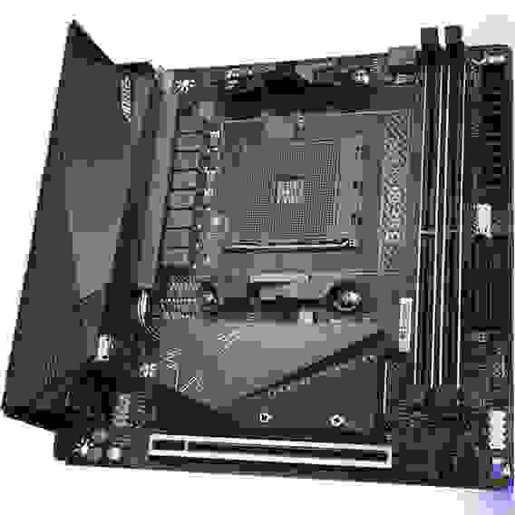 Материнская плата Gigabyte B550I AORUS PRO AX, Socket AM4, AMD B550, 2xDDR4-3200, HDMI+HDMI+DP, 1xPCI-Ex16, 4xSATA3(RAID 0,1,10), 2xM.2, 8 Ch Audio, 1x2,5GLan, WiFi, (0+2)xUSB2.0, (5+2)xUSB3.2, (1+0)xUSB 3.2 Type-C™, Mini-ITX, RTL {10} (809508)