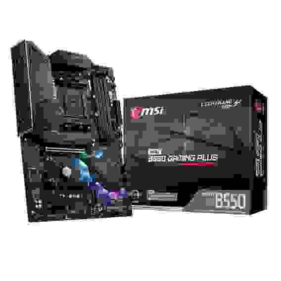Материнская плата MSI MPG B550 GAMING PLUS B550, AM4, 4*DDR4, 2*PCIEx16, 2*PCIEx1, 2*M.2, 2*TypeC, 1*USB3.2Gen2, 4*USB3.2Gen1, 8*USB2.0, 6*SATA3.0, 1G, DP, HDMI, ATX, RTL