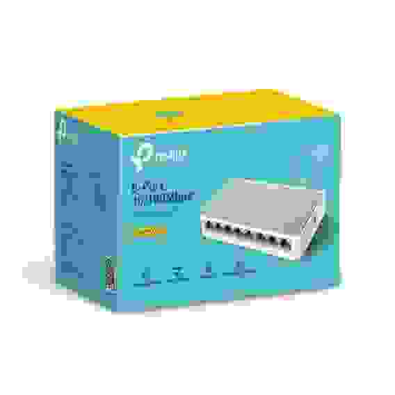 Коммутатор TP-LINK TL-SF1008D 8-портовый 10/100 Мбит/с мини настольный коммутатор, 8 портов RJ45 10/100 Мбит/с, пластиковый корпус, (020071), RTL {60}