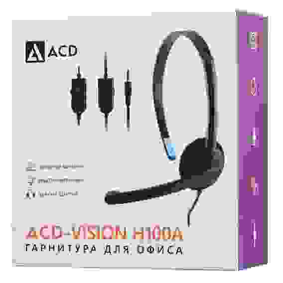 Гарнитура ACD-Call H100A |ACD-H100A-AB1| черная, mini jack 3.5mm, 1х динамик 40мм, поворотный |ACD-H100A-AB1| микрофон, управление на проводе, длина провода 1,6м (551929)