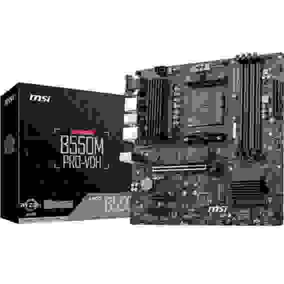 Материнская плата MSI B550M PRO-VDH B550, AM4, 4*DDR4, 1*PCIEx16, 2*PCIEx1, 2*M.2, 1*TypeC, , 6*USB3.2Gen1, 6*USB2.0, 4*SATA3.0, 1G, VGA, DP, HDMI, M-ATX, RTL