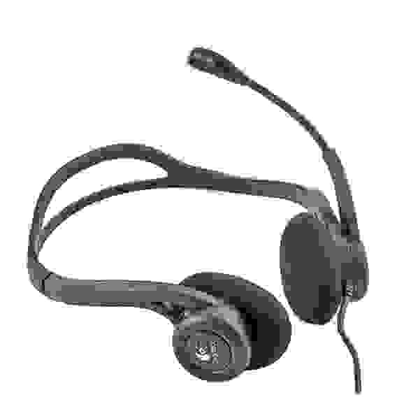Гарнитура Logitech PC960 |981-000100| черная, USB, поворотный микрофон, пульт управления на кабеле, |981-000100| кабель 2.4м