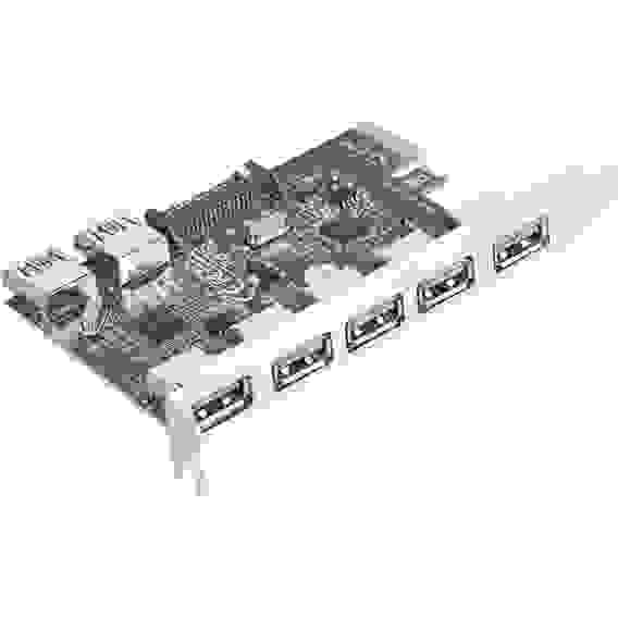 Контроллер ExeGate EXE-317 (PCI-E 2.0, 5*USB3.0 ext. + 2*USB3.0 int., разъем доп.питания)