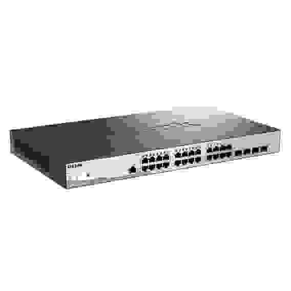 Коммутатор D-Link DGS-1210-28MP/ME/B2A Управляемый L2 коммутатор с 24 портами 10/100/1000Base-T и 4 портами 1000Base-X SFP (24 порта PoE 802.3af/at, PoE-бюджет 370 Вт)