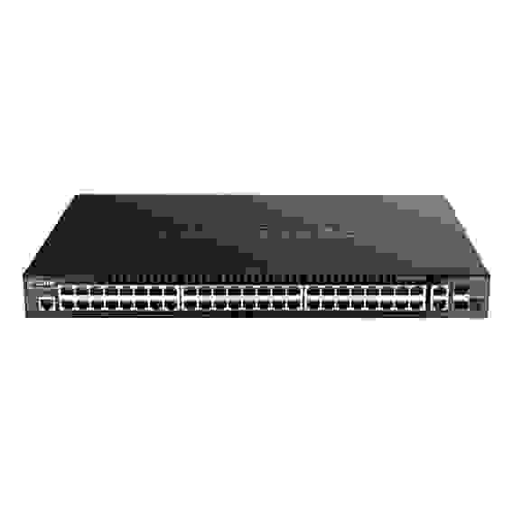 Коммутатор D-Link DGS-1520-52MP/A1A Управляемый L3 стекируемый коммутатор с 44 портами 10/100/1000Base-T, 4 портами «100/1000/2.5GBase-T, 2 портами 10GBase-T и 2 портами 10GBase-X SFP+ (48 портов PoE 802.3af/at, PoE-бюджет 370 Вт