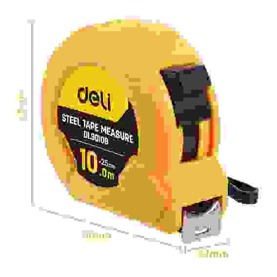 Рулетка Deli DL9010B 10м*25мм, метрическая, ударопрочный корпус