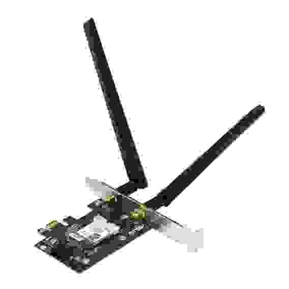 Адаптер беспроводной связи (Wi-Fi) ASUS PCE-AX1800 WiFi 6 Bluetooth 5.2 1201Mbps+574Mbps 5GHz/2.4GHz (90IG07A0-MO0B00) (463849)