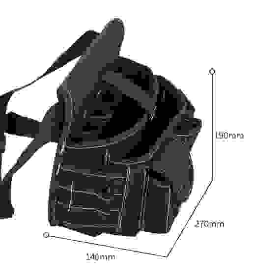 Поясная сумка монтажника Deli DL-P5 270 x 190 x 140мм, 7 карманов, ткань Оксфорд 600D