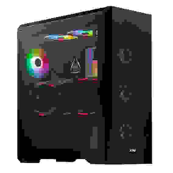 Корпус XPG DEFENDER BLACK [DEFENDER-BKCWW] (Midi-Tower, черный, TG, 120mm fan*3)