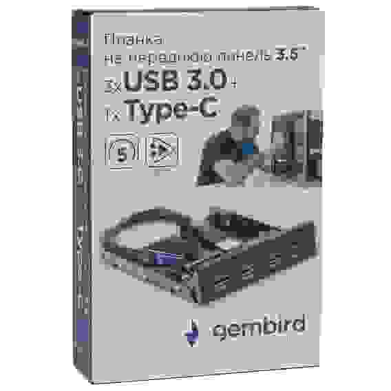 Адаптер Gembird Планка USB 3.0 на переднюю панель в отсек 3.5" 3xUSB-A 3.0 + 1xType-C
