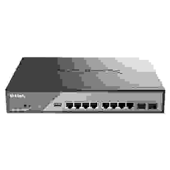 Коммутатор D-Link DSS-200G-10MPP/A1A Настраиваемый L2 коммутатор с 8 портами 10/100/1000Base-T и 2 портами 1000Base-X SFP (8 портов PoE 802.3af/at/bt, PoE-бюджет 242 Вт, дальность до 250 м)