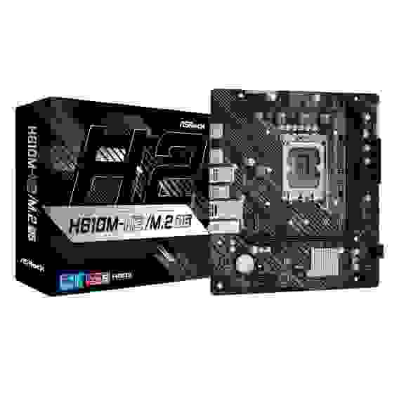Материнская плата ASRock H610M-H2/M.2 D5, Socket 1700, Intel®H610, 2xDDR5-4800, HDMI+HDMI, 1xPCI-Ex16, 1xPCI-Ex1, 4xSATA3, 1xM.2, 8Ch Audio, GLan, (4+2)xUSB2.0, (2+2)xUSB3.2, 1xPS/2, mATX, RTL