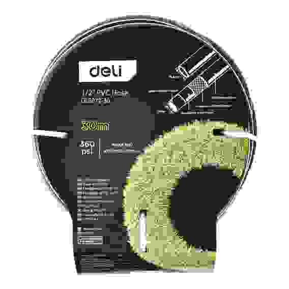 Шланг поливочный армированный Deli DL8072-30 30 метров, 1/2", 4 слоя, давление до 25 бар, серый