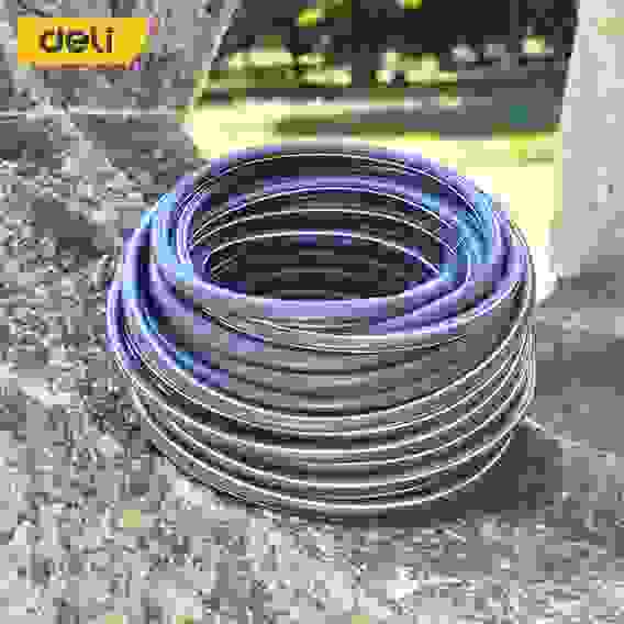 Шланг поливочный армированный Deli DL8072-30 30 метров, 1/2", 4 слоя, давление до 25 бар, серый