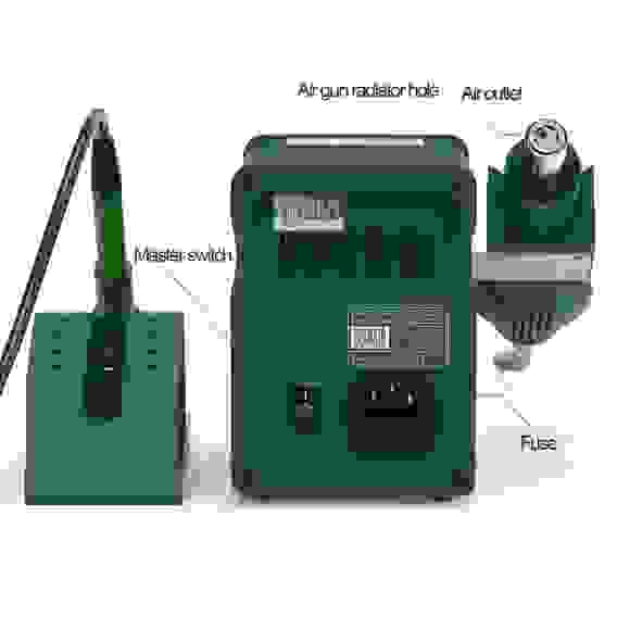 Паяльная станция BST-878D 2в1, LED-дисплей, 100-450С, 700Вт