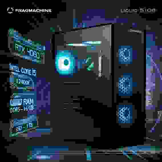 Компьютер FragMachine Liquid 5106 (i5-12400F, DDR5 16GB, SSD 1Tb, RTX 4060, noOS)