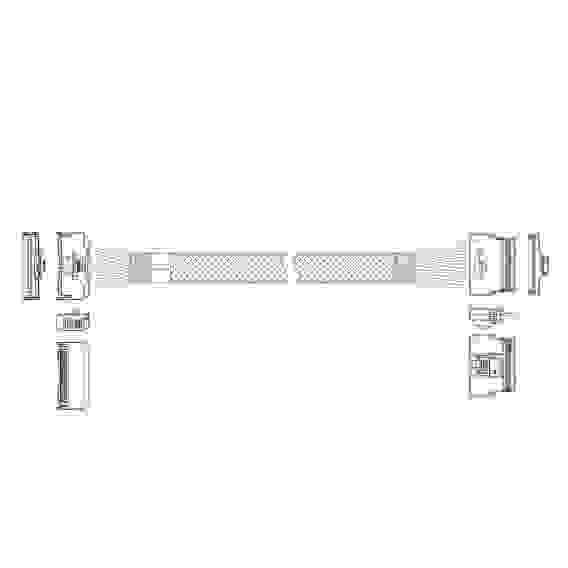 Кабель Amphenol RMC74-5874,, MCIO x8 74P (прямой Straight Type) TO Slimline SAS x8 74P (SFF8654, прямой Straight Type) , 85 Ohm, L:100cm