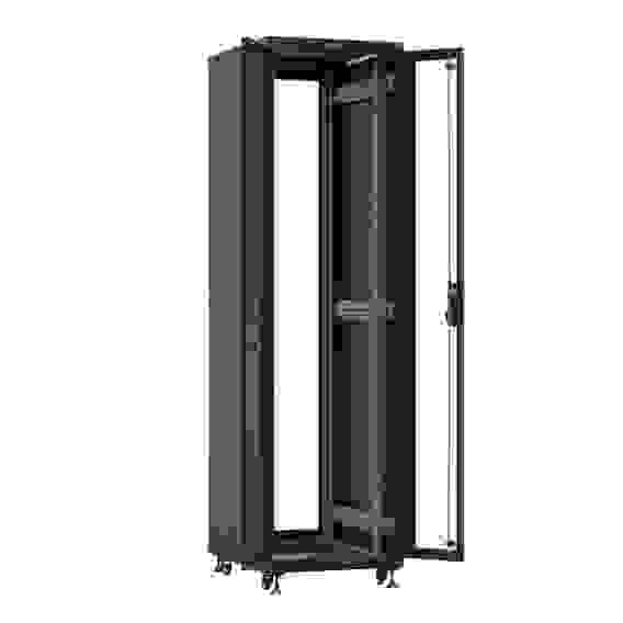 Шкаф Hyperline TTBR-4762-DD-RAL9004 напольный 19-дюймовый, 47U, 2277x600х1200 мм (ВхШхГ), передняя и задняя распашные перфорированные двери (75%), ручка с замком, цвет черный (RAL 9004)(разобранный)