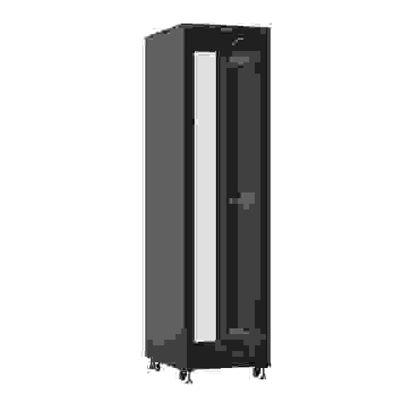Шкаф Hyperline TTBR-4762-DD-RAL9004 напольный 19-дюймовый, 47U, 2277x600х1200 мм (ВхШхГ), передняя и задняя распашные перфорированные двери (75%), ручка с замком, цвет черный (RAL 9004)(разобранный)