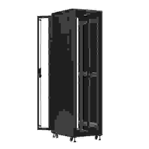 Шкаф Hyperline TTBR-4762-DD-RAL9004 напольный 19-дюймовый, 47U, 2277x600х1200 мм (ВхШхГ), передняя и задняя распашные перфорированные двери (75%), ручка с замком, цвет черный (RAL 9004)(разобранный)