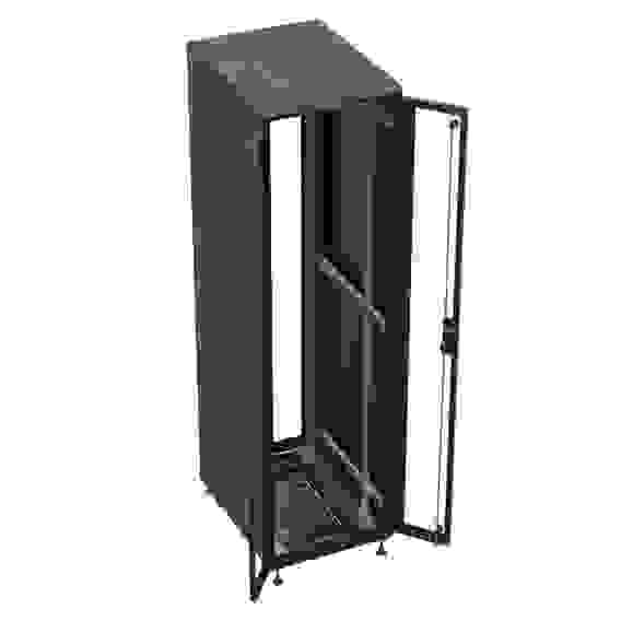 Шкаф Hyperline TTBR-4762-DD-RAL9004 напольный 19-дюймовый, 47U, 2277x600х1200 мм (ВхШхГ), передняя и задняя распашные перфорированные двери (75%), ручка с замком, цвет черный (RAL 9004)(разобранный)