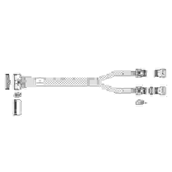 Кабель L285MM011-SD-R Cable MCIO x8 74P (прямой Straight Type) -TO- 2x Slimline SAS x4 38P (SFF8654, прямой Straight Type) , 85 Ohm, L:80cm