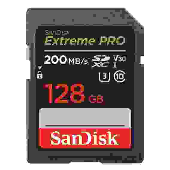 Карта памяти SanDisk Extreme Pro SD UHS I 128GB Card for 4K Video for DSLR and Mirrorless Cameras 200MB/s Read &amp; 90MB/s Write