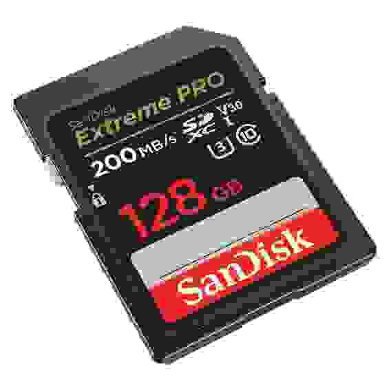 Карта памяти SanDisk Extreme Pro SD UHS I 128GB Card for 4K Video for DSLR and Mirrorless Cameras 200MB/s Read &amp; 90MB/s Write