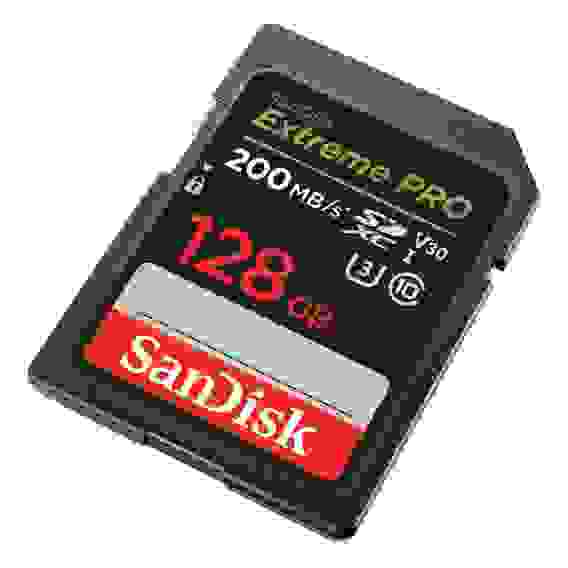 Карта памяти SanDisk Extreme Pro SD UHS I 128GB Card for 4K Video for DSLR and Mirrorless Cameras 200MB/s Read &amp; 90MB/s Write