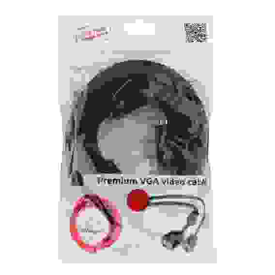 Кабель VGA Pro Cablexpert CC-PVGA-6 черный, 1.8м, 15M/15M, экран, феррит. кольца, пакет