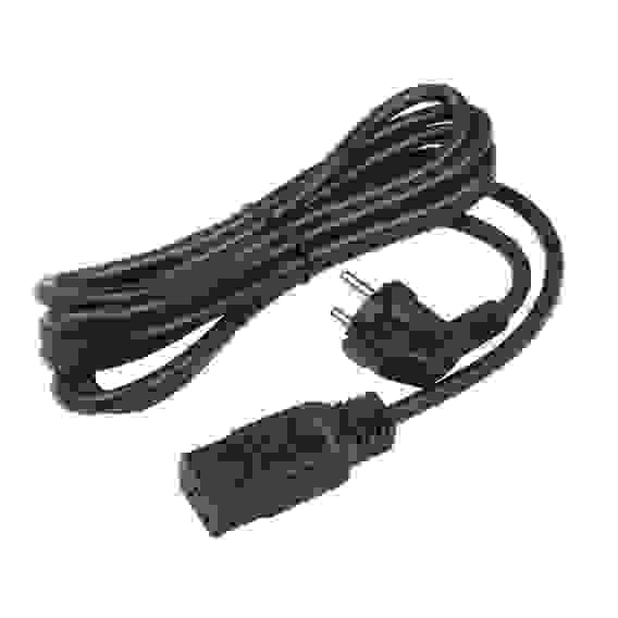 Сетевой кабель Hyperline PWC-IEC19-SHM-3.0-BK питания (Schuko+C19) (3x1.5), 16A, угловая вилка, 3м, цвет черный (ПВС-АП-3*1,5-250-S22C19-16-3,0 ГОСТ 28244-96, ГОСТ 30851.1-2002 (МЭК 60320-1:1994))