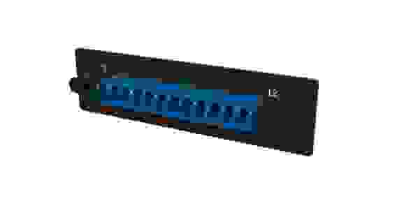 Панель Hyperline FO-FPM-W120H32-12LC-BL Панель для FO-19BX с 12 LC адаптерами, 12 волокон, одномод OS1/OS2, 120x32 мм, адаптеры цвета синий (blue)