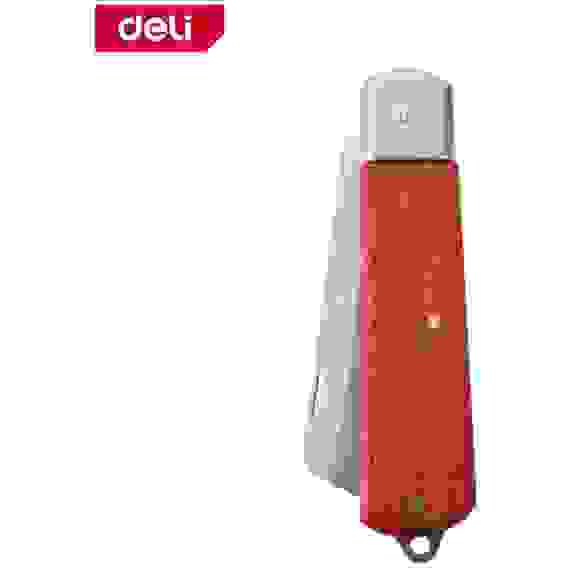 Нож электрика прямой складной Deli DL0070 длина 200мм, нержавеющая сталь, деревянная рукоять