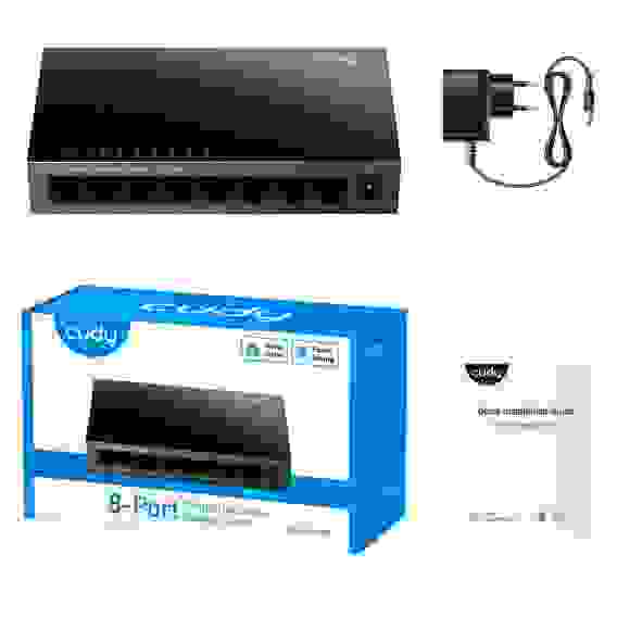 Коммутатор CUDY 8-Port Gigabit Metal Switch 5-Port Gigabit Ethernet Switch, 5 10/100/1000M RJ45 Ports, Loop Detection, USB-C Power Input, Plug &amp; Play, Wall-Mount
