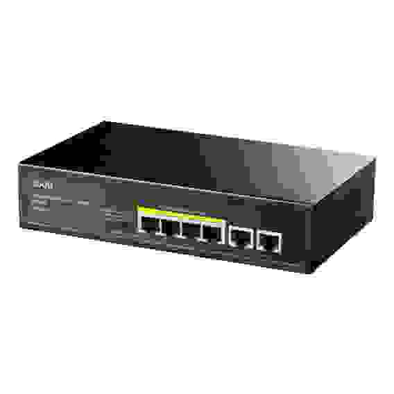 Коммутатор CUDY 6-Port 10/100M PoE+ Switch 60W 6-Port 10/100M PoE Switch with 4 POE Ports Unmanaged Desktop Switch, support 4-port IEEE 802.3at PoE+ Injector (Port-1 to Port-4), Supports PoE power up to 30W for each PoE port, CCTV Mode (Transmit distance